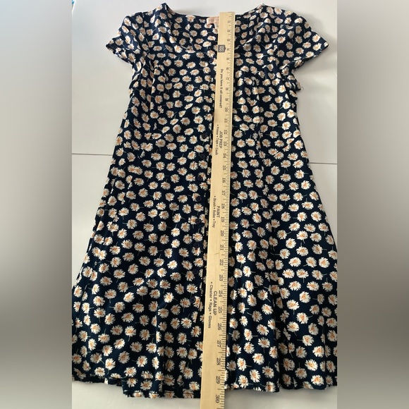 BOG Collective cotton dress SZ M navy blue  daisies background pockets - Picture 9 of 10